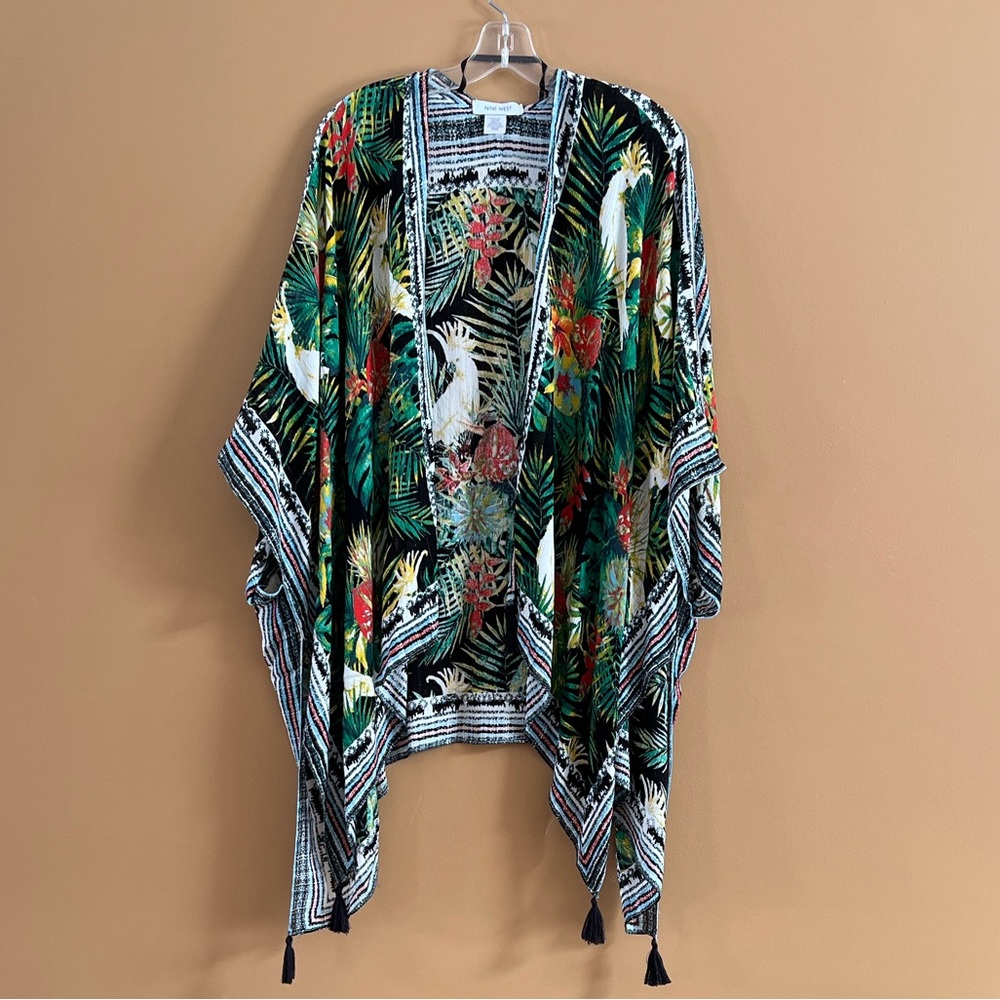 Nine West Tropical Kimono with Black and Green